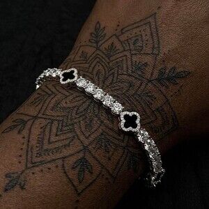 Black And Silver Cz Bracelet 6 F 20